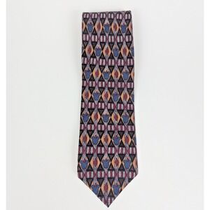 Vintage Disney Silk Tie 90s Mickey & Co Silhouette Geometric Blue Made in Sweden